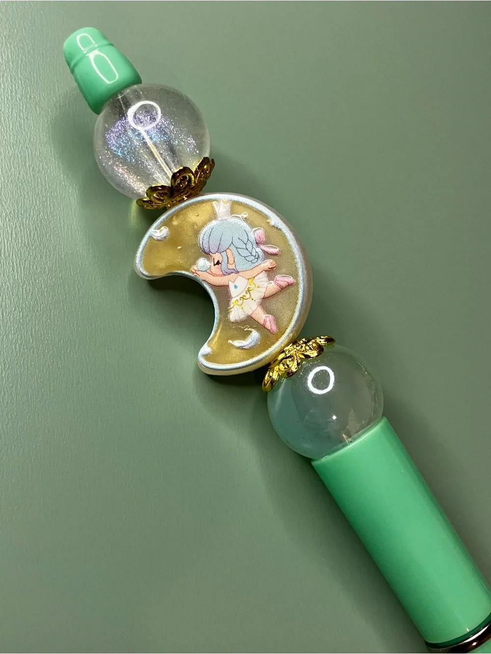 Bubble Princess Moon Handmade Beaded Pen